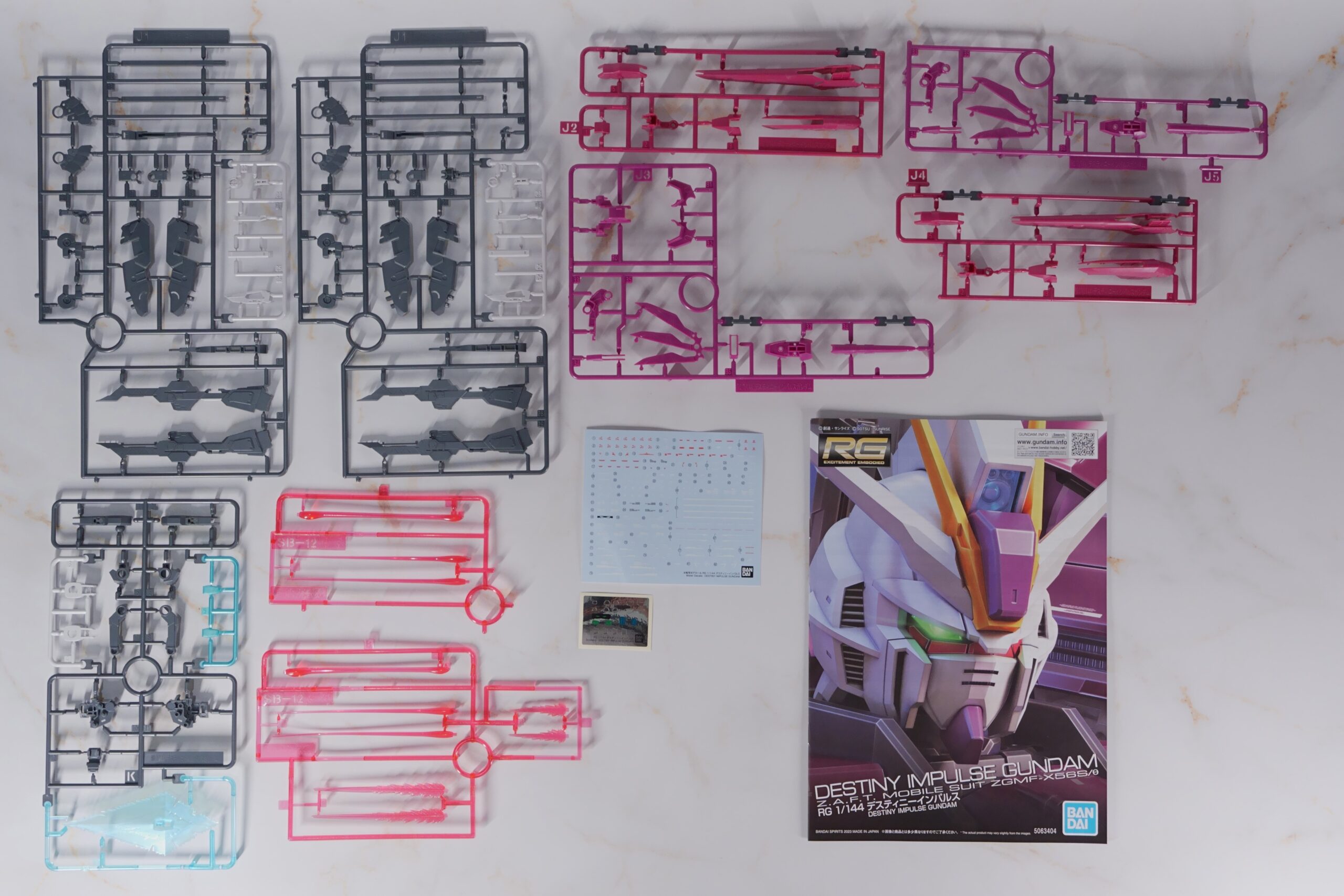 RG 1/144 デスティニーインパルス ランナーと説明書、デカール