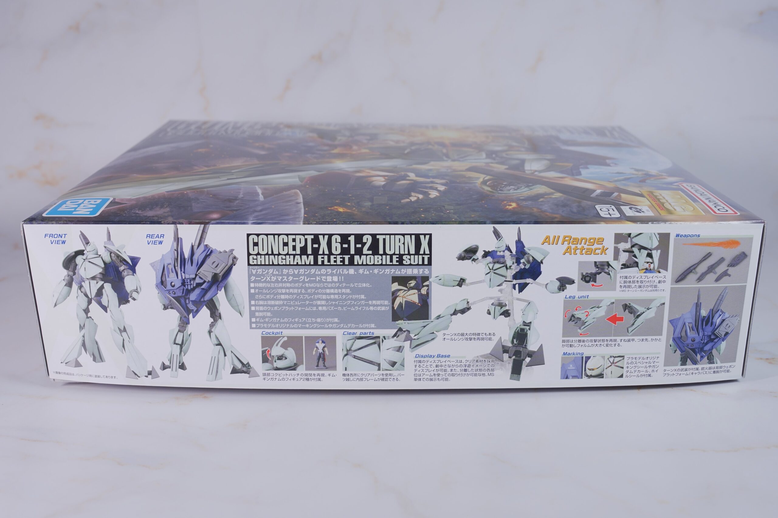MG 1/100 Concept-X 6-1-2 ターンX パッケージ側面のスペック表示